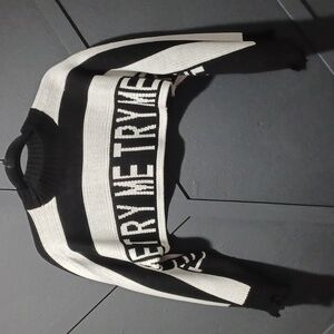 Black and white crop try me sweater
